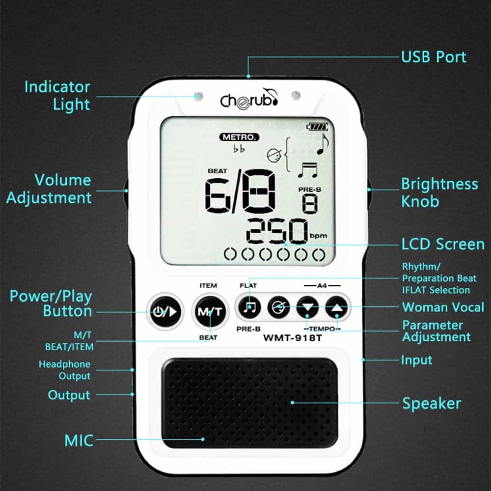 Metronomo Digital Universal con Cable USB Volumen Ajustable - Imagen 4