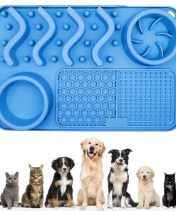 Tapete Lamedor 3 en 1 para Perros con Ventosa, Comederos