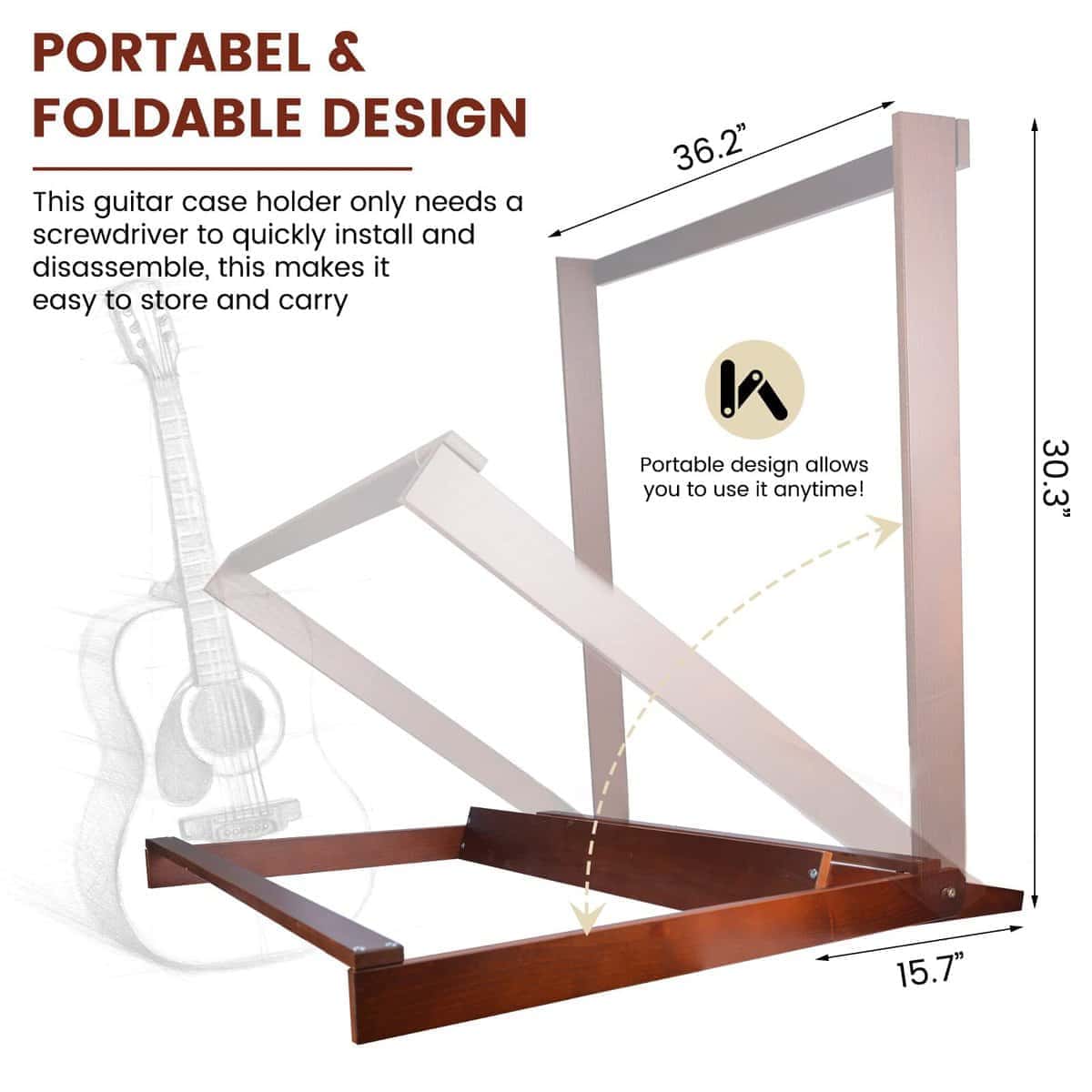 Rack para estuche de guitarra Verovita, soporte plegable de - Imagen 5