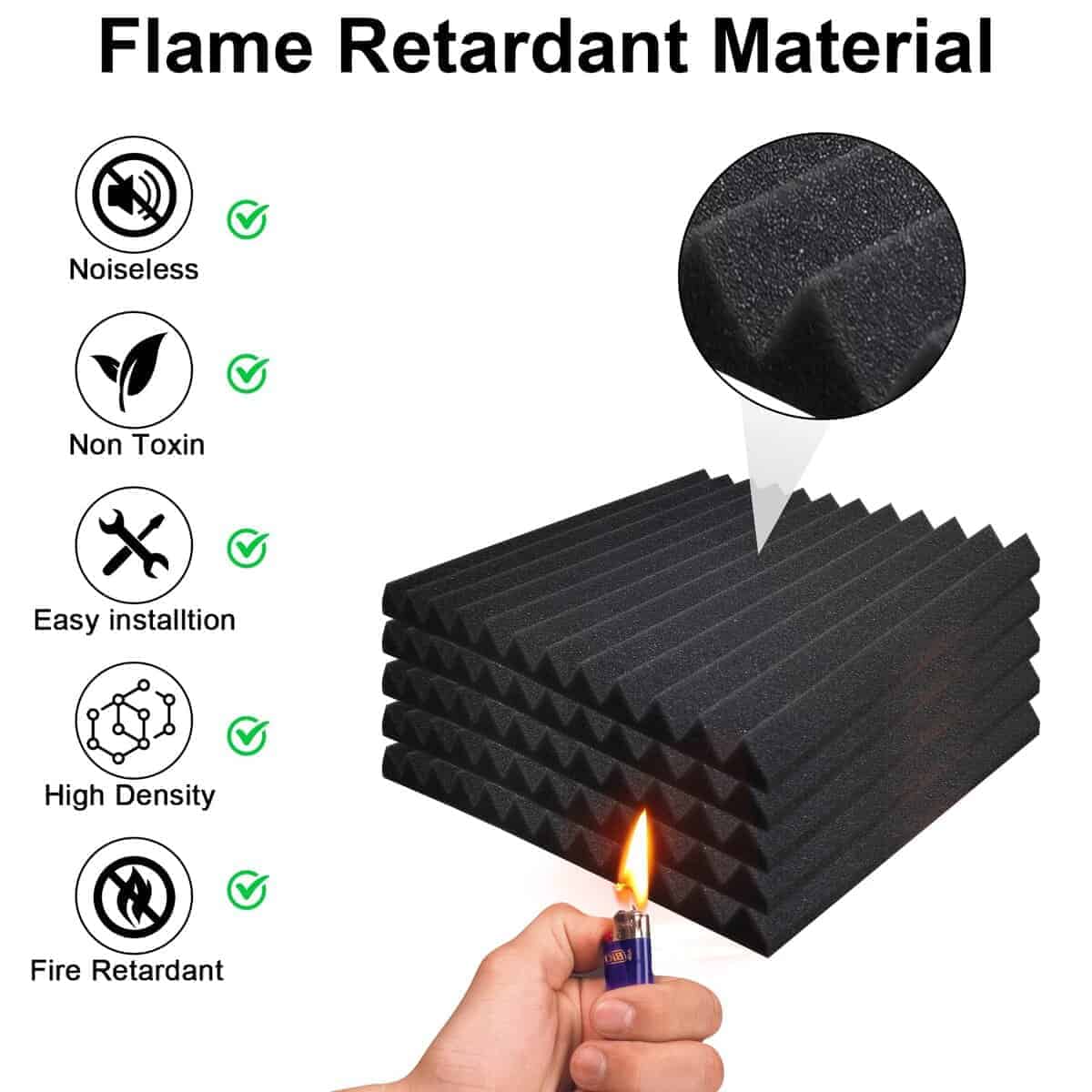 Ikaufen 48 Pack Paneles de Espuma Acústica, 2" X 12" X 12" - Imagen 5