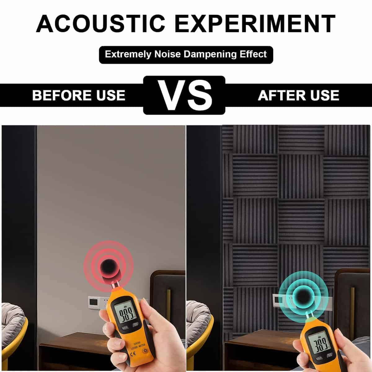 Ikaufen 48 Pack Paneles de Espuma Acústica, 2" X 12" X 12" - Imagen 3