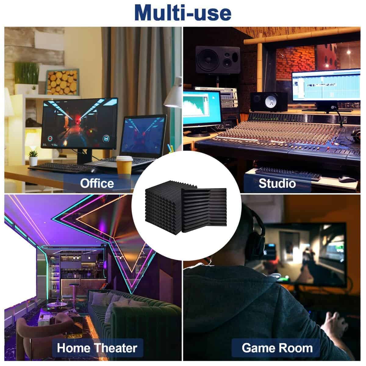 Ikaufen 48 Pack Paneles de Espuma Acústica, 2" X 12" X 12" - Imagen 8