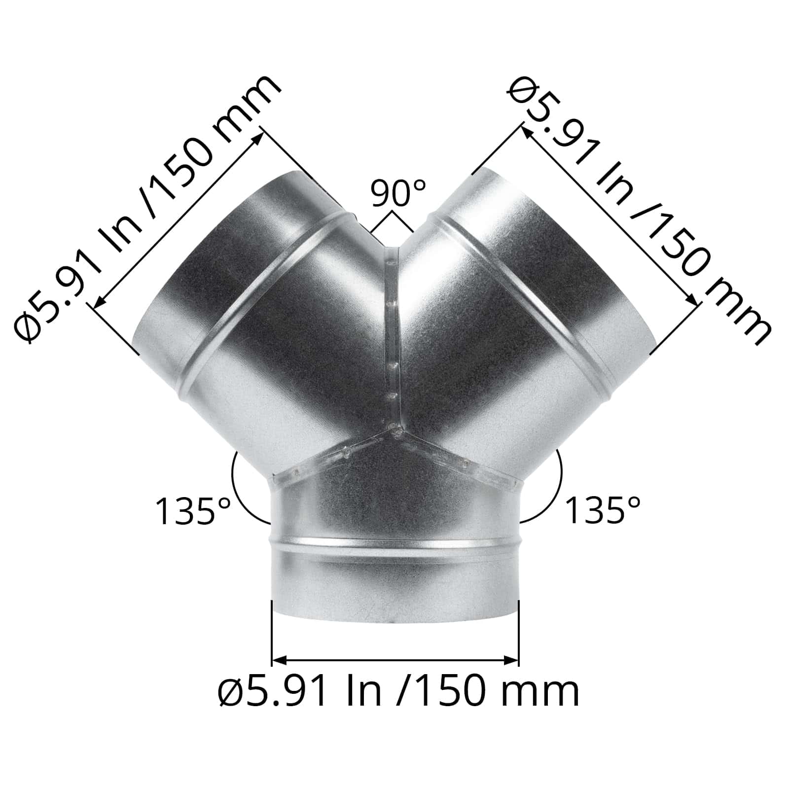 ECOPRO VENT 6" Pulgadas 3 Vías Divisor -Y-Forma - Imagen 3