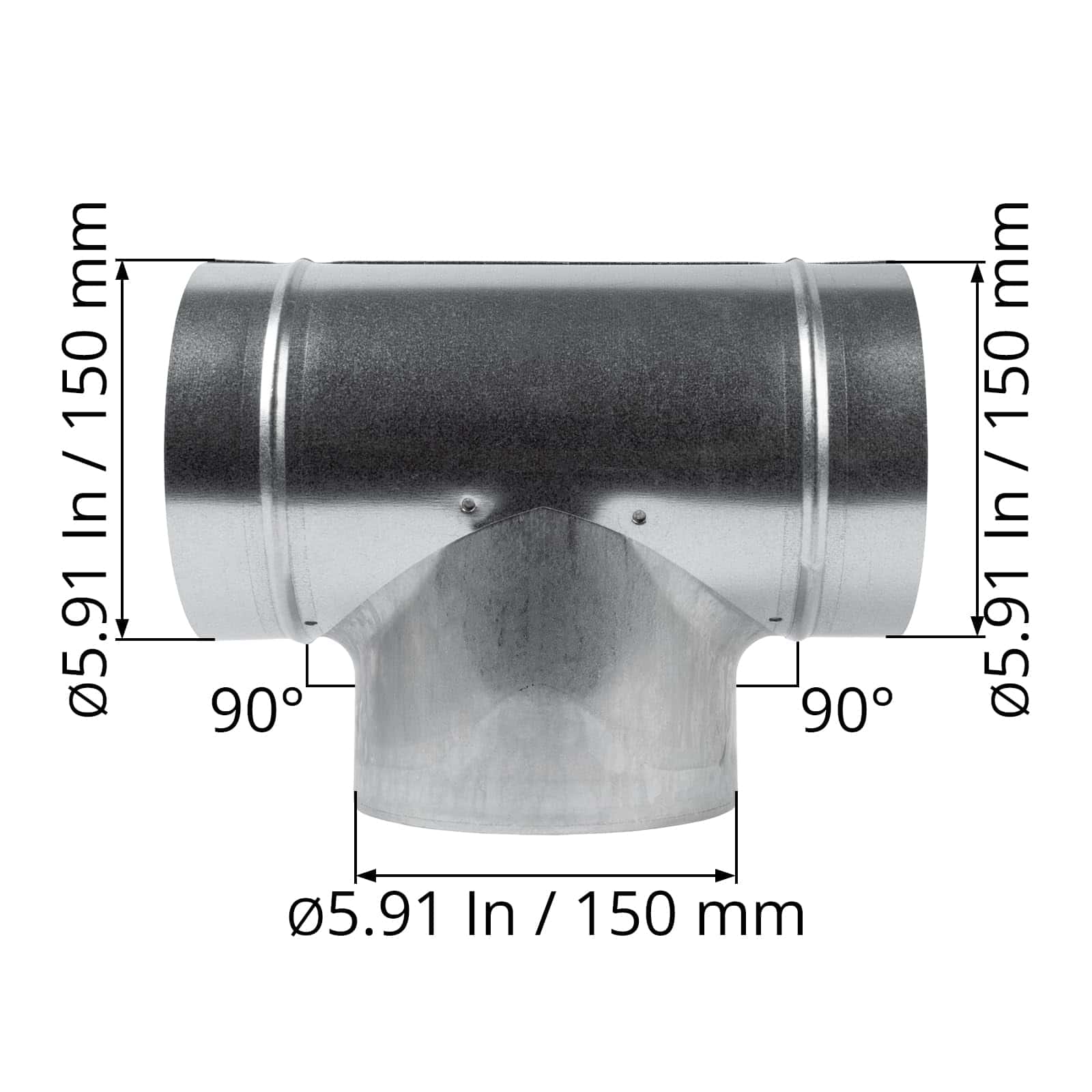 ECOPRO VENT 6" Pulgadas 3 Vías Divisor -T-Forma - Imagen 3