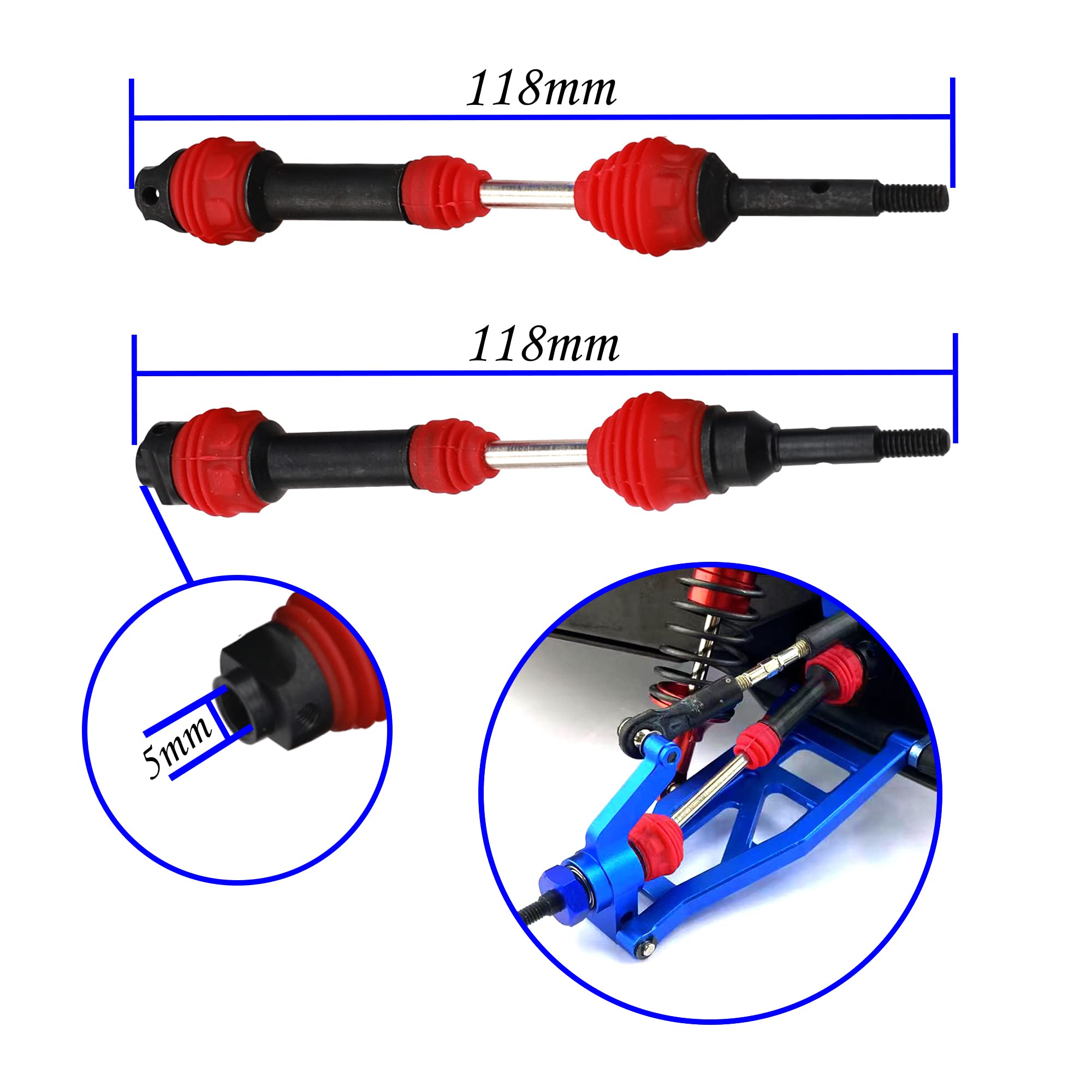 2 Pares de Eje de Transmisión de Acero Vgoohobby CVD Dogbon - Imagen 7