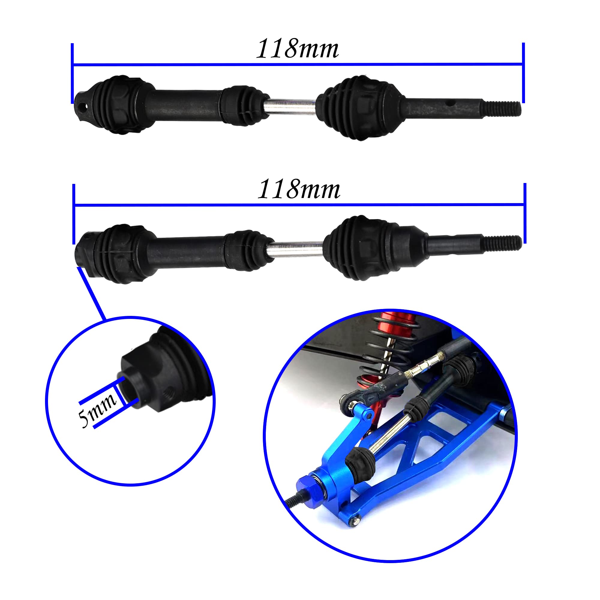 2 Pares de Eje de Transmisión de Acero Vgoohobby CVD - Imagen 7