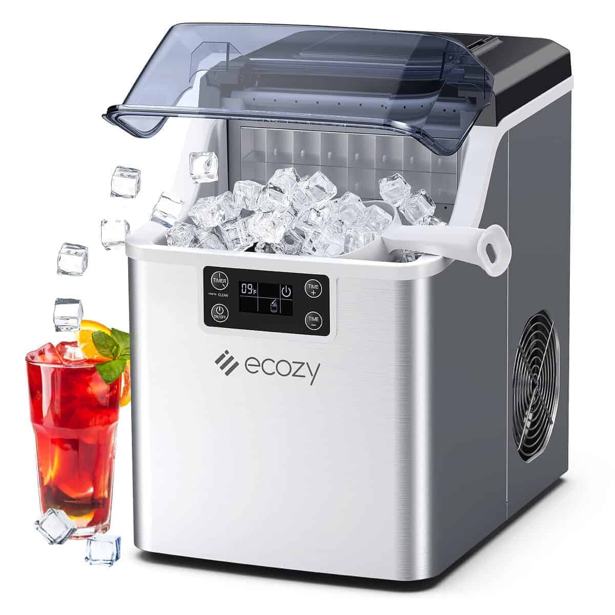 Máquina de hielo de encimera Ecozy, 45 libras por día, 24
