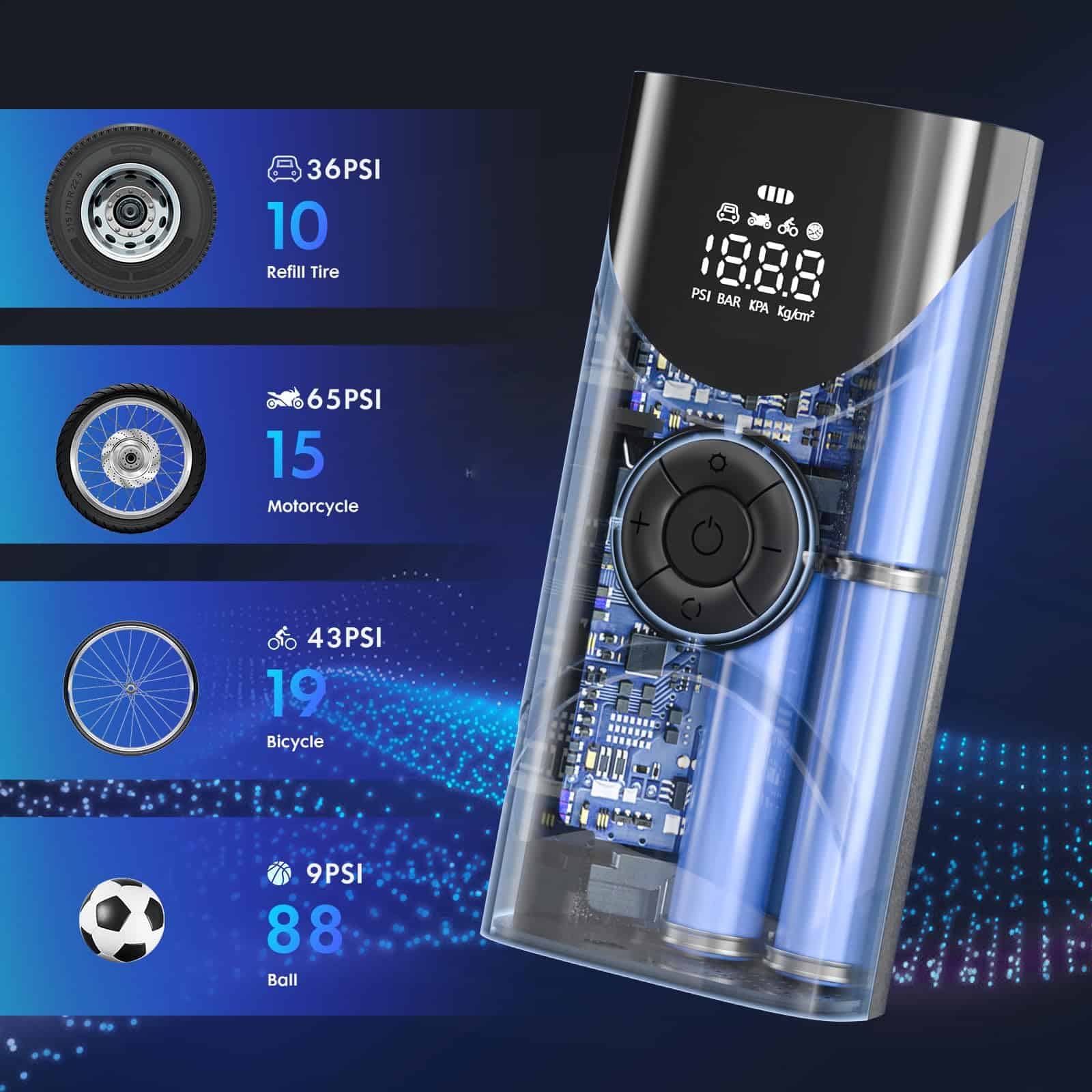 Compresor de aire portátil para neumáticos, bomba de aire - Imagen 6