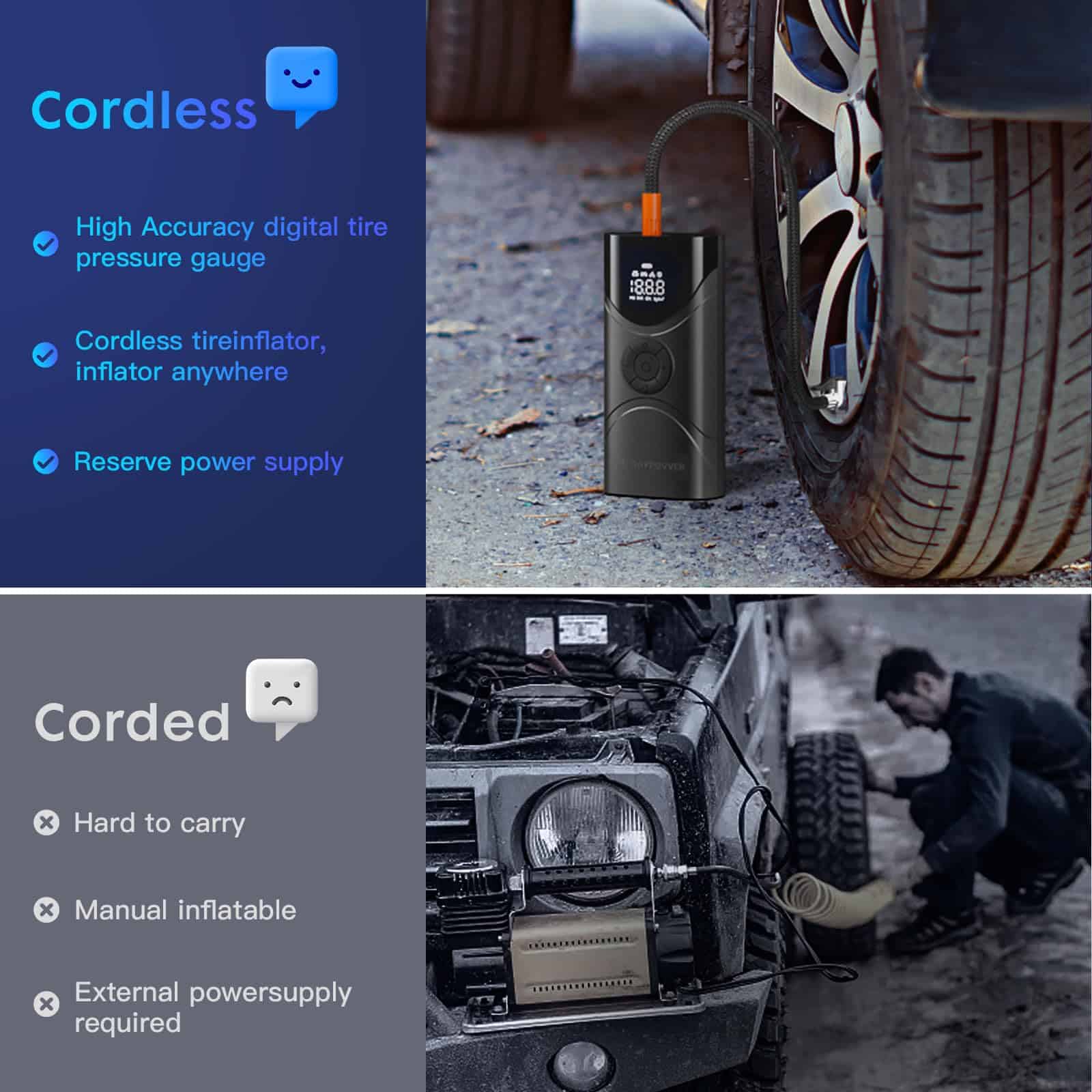 Compresor de aire portátil para neumáticos, bomba de aire - Imagen 3