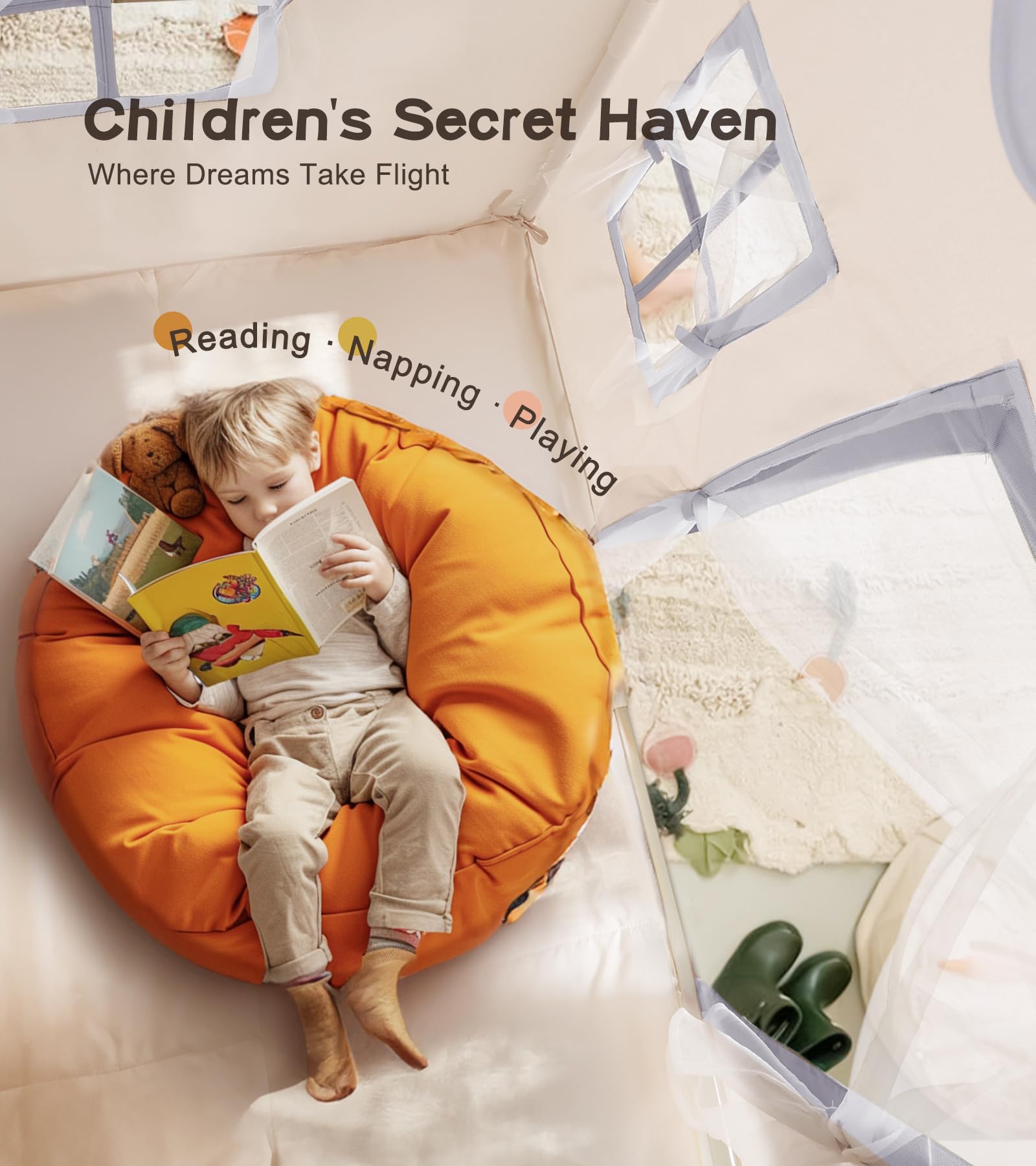 Casa de Juegos Grande para Niños con Alfombra, Luces de - Imagen 3