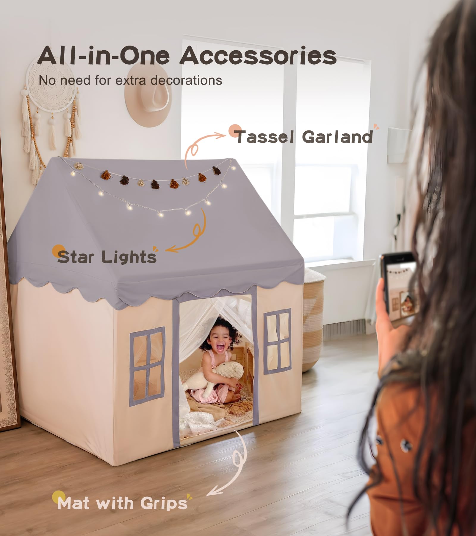 Casa de Juegos Grande para Niños con Alfombra, Luces de - Imagen 7