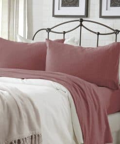 Juego de sábanas de punto de algodón King de 4 piezas en