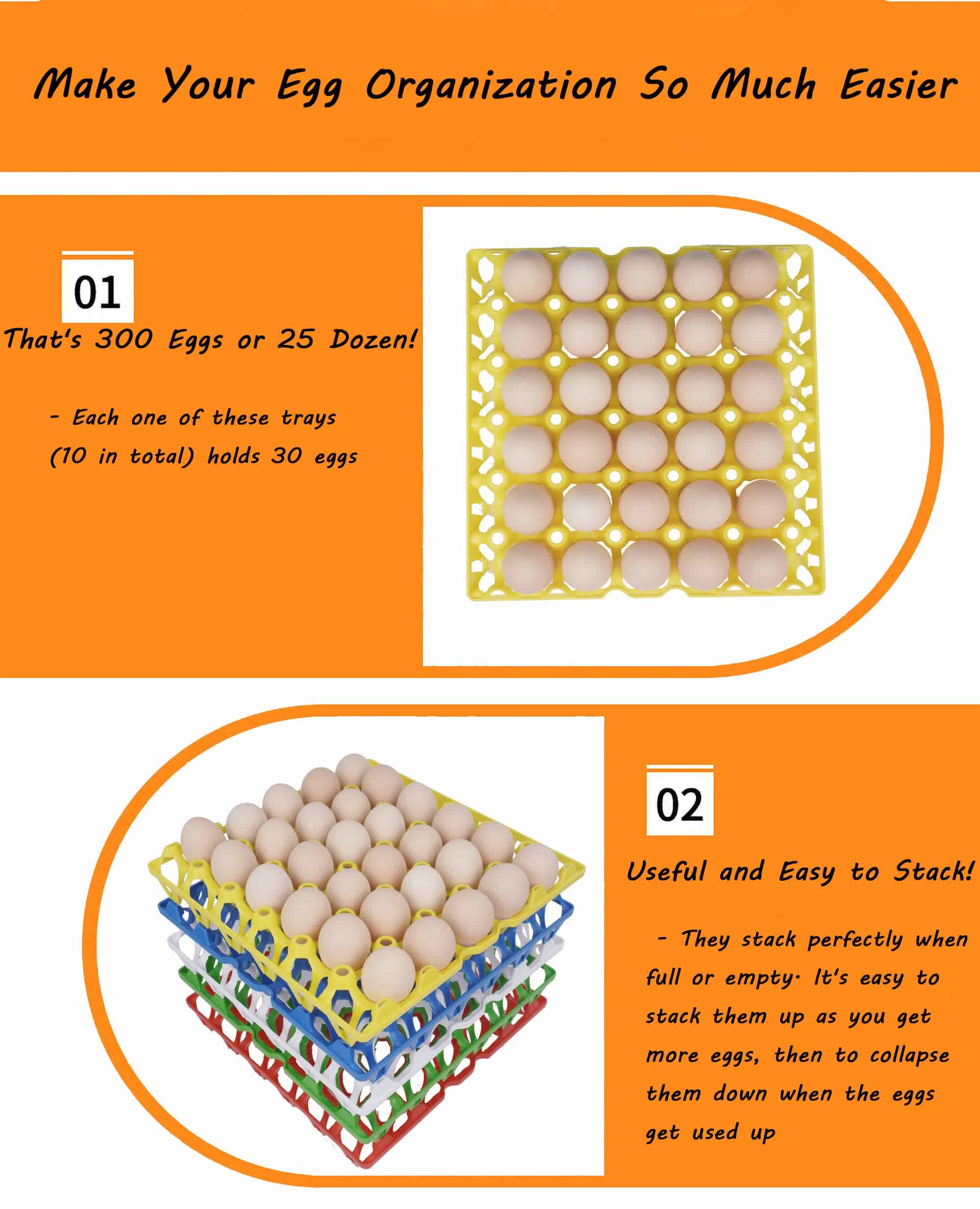 10 Piezas Bandejas de Huevos de Plástico 30 Celdas, - Imagen 4