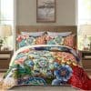 Juego de Edredón Boho Floral de 3 Piezas Tamaño King