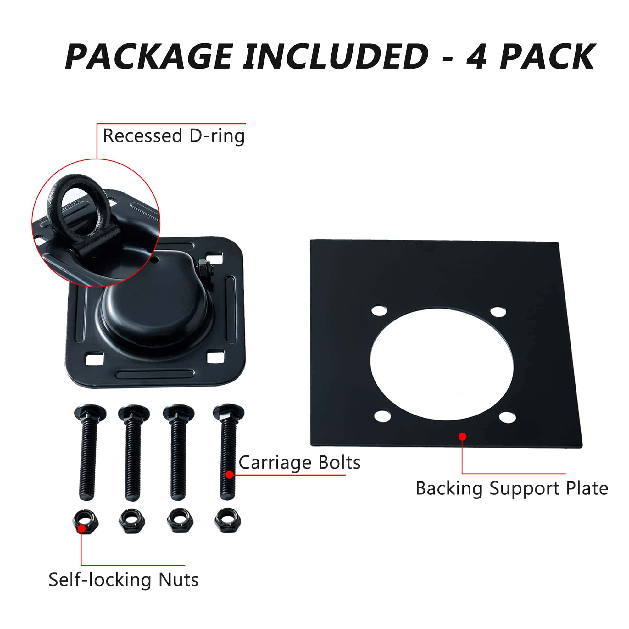 Conjunto de 4 Anillos en D Empotrados para Amarre - Imagen 3