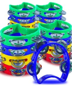 Paquete de 24 Pequeños Panderos de Plástico con 4 Campanas,