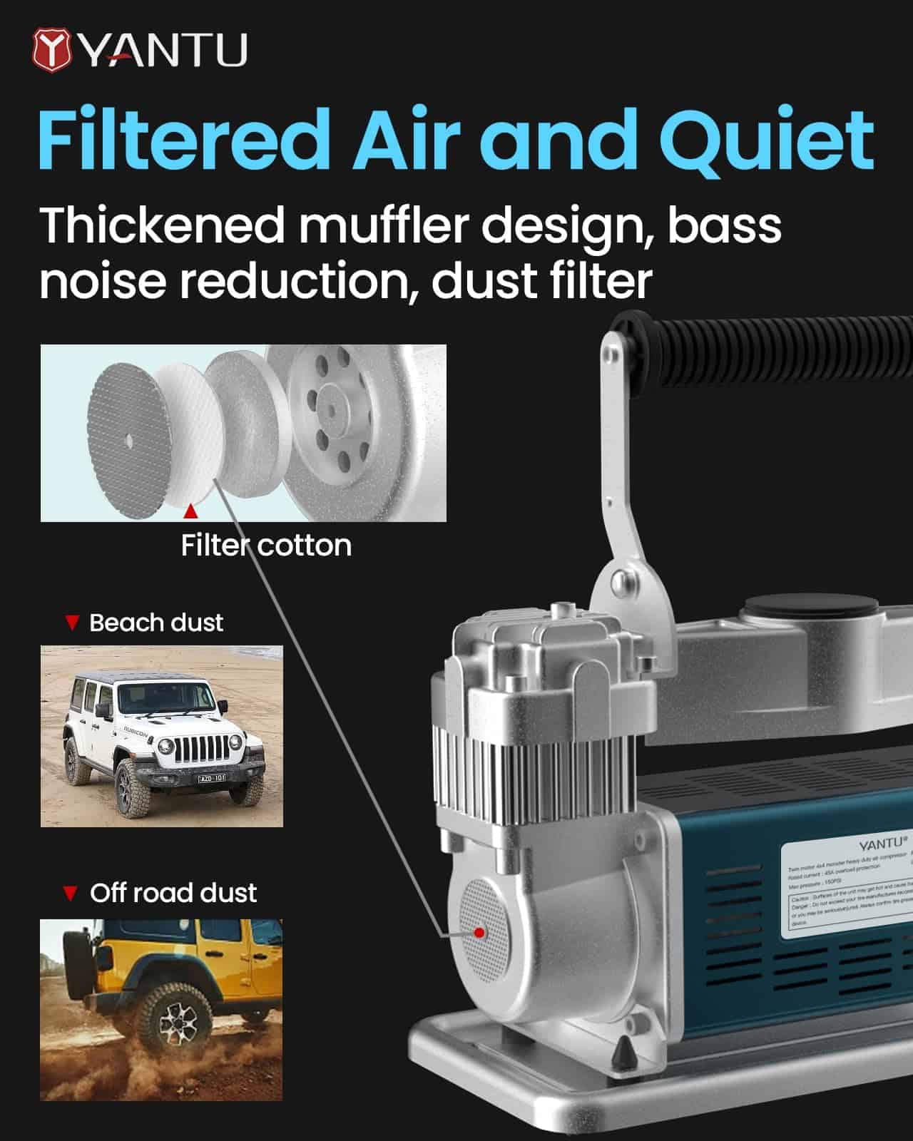 Compresor de aire YANTU 12V, Inflador de neumáticos de - Imagen 7