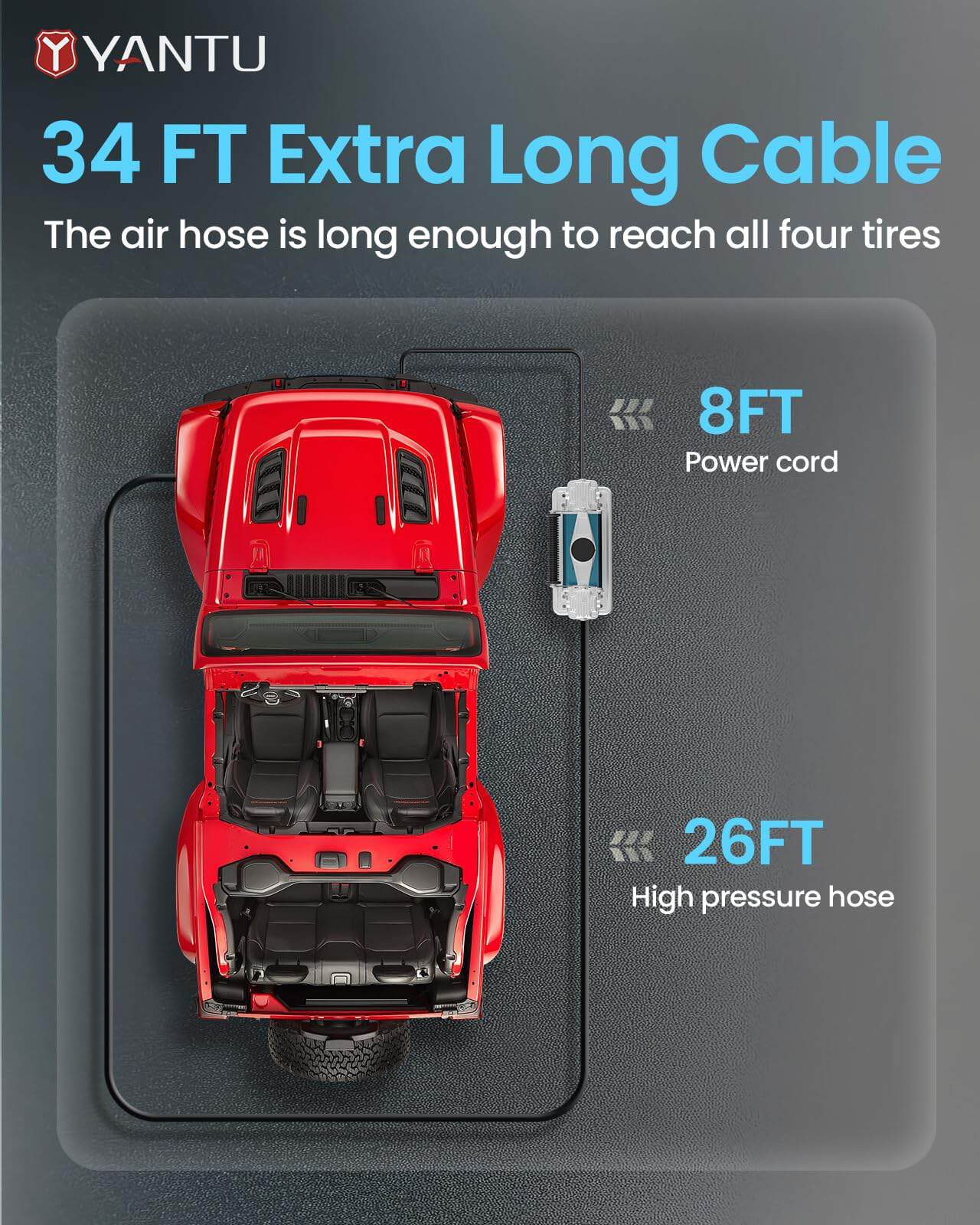 Compresor de aire YANTU 12V, Inflador de neumáticos de - Imagen 8