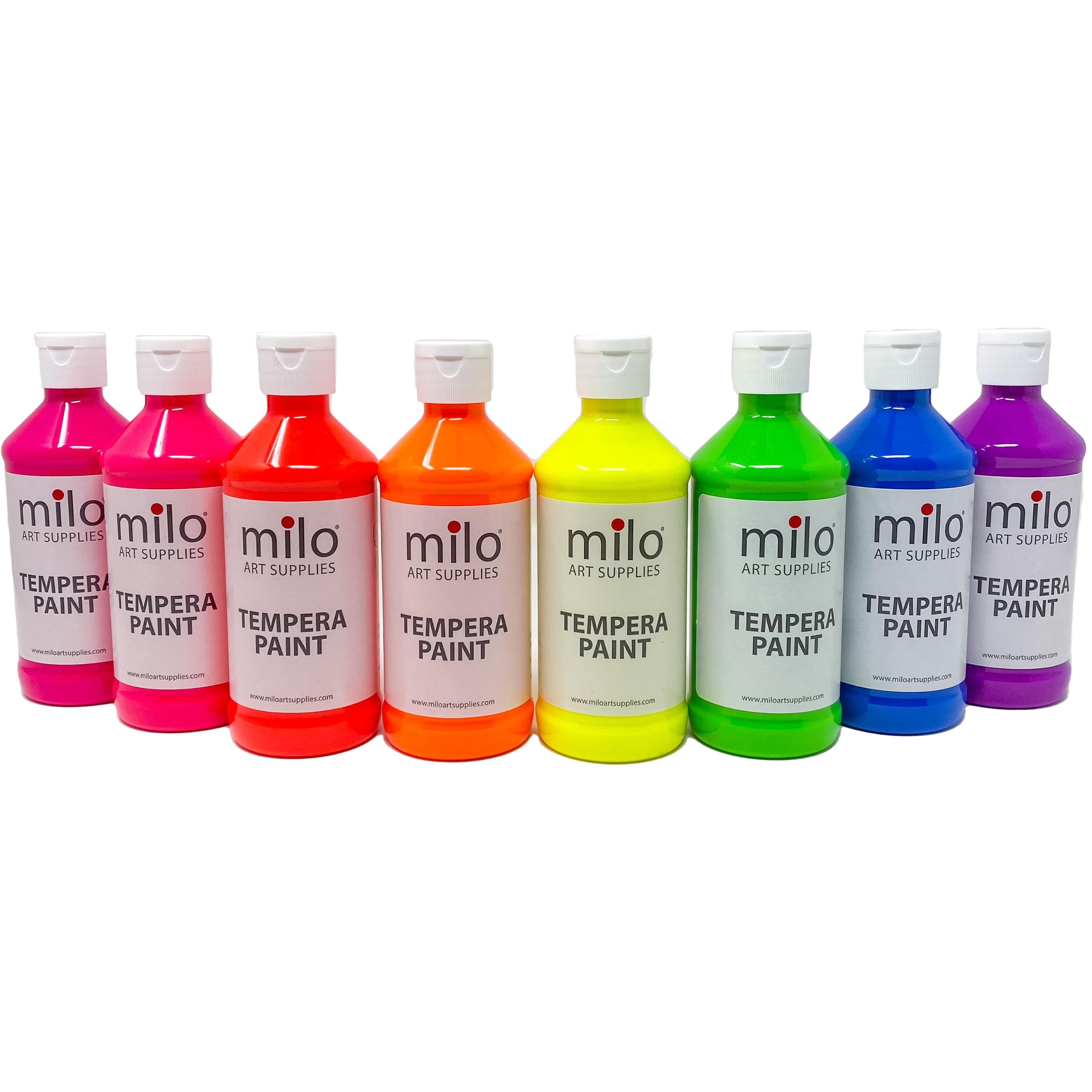 Set de Pintura Tempera Fluorescente Milo de 8 Colores |