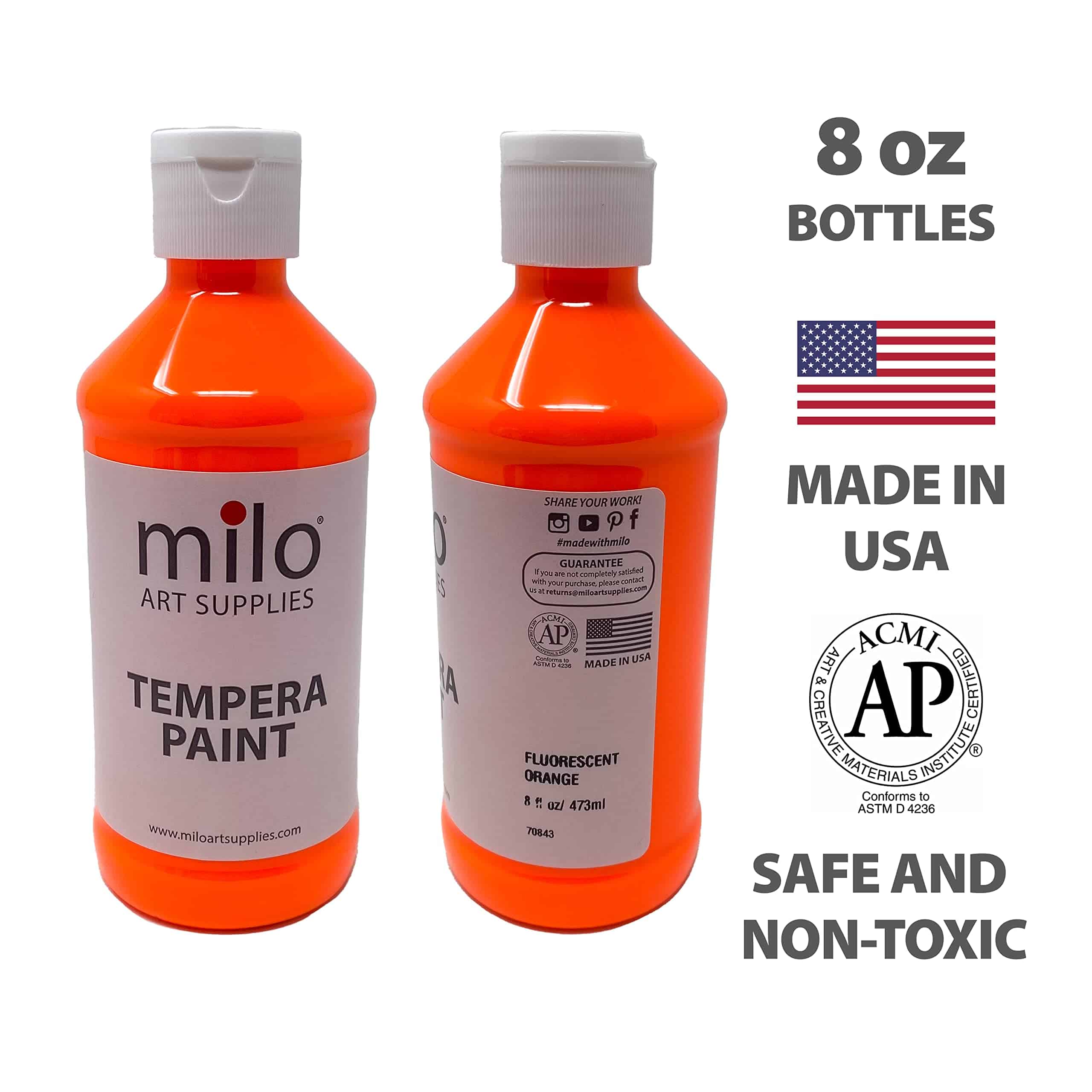 Set de Pintura Tempera Fluorescente Milo de 8 Colores | - Imagen 3