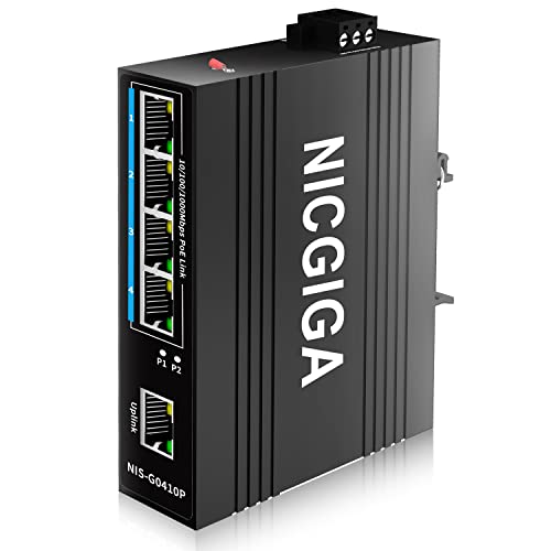 Switch PoE Industrial de 5 Puertos NICGIGA, con 4 Puertos