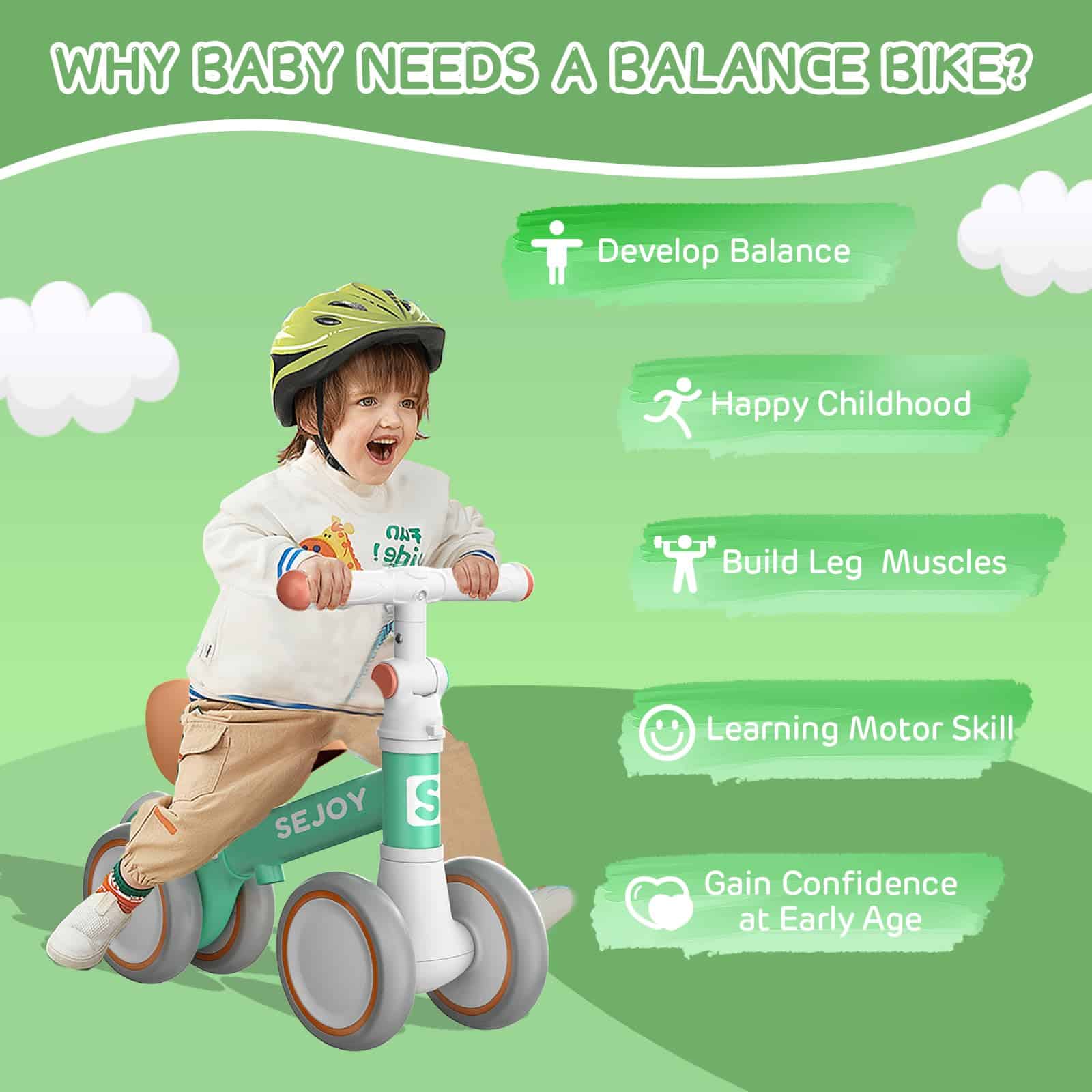 Bicicleta de Equilibrio Ajustable Sejoy para Bebés con - Imagen 7