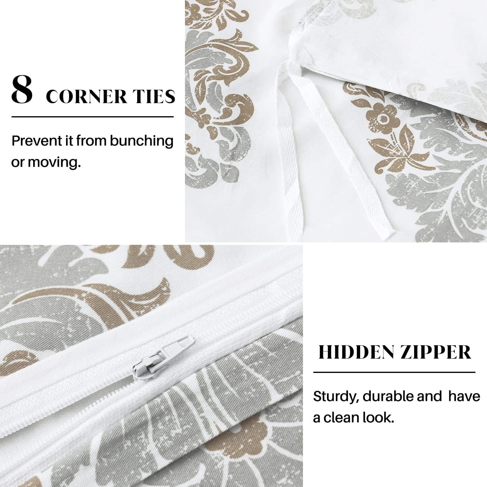 Juego de Funda nórdica CozyDH tamaño Queen - -Gris/Blanco/Cr - Imagen 6