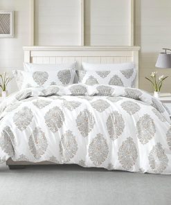 Juego de Funda nórdica CozyDH tamaño Queen - -Gris/Blanco/Cr