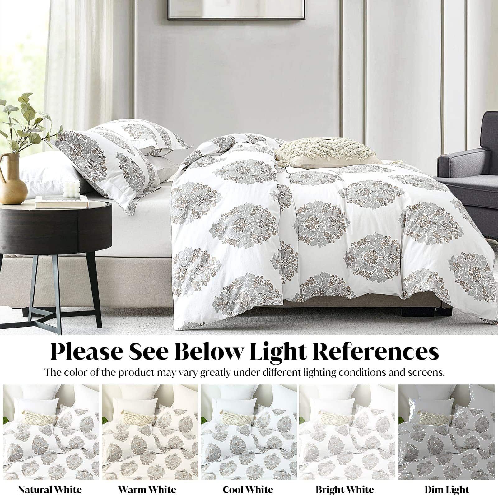 Juego de Funda nórdica CozyDH tamaño Queen - -Gris/Blanco/Cr - Imagen 5