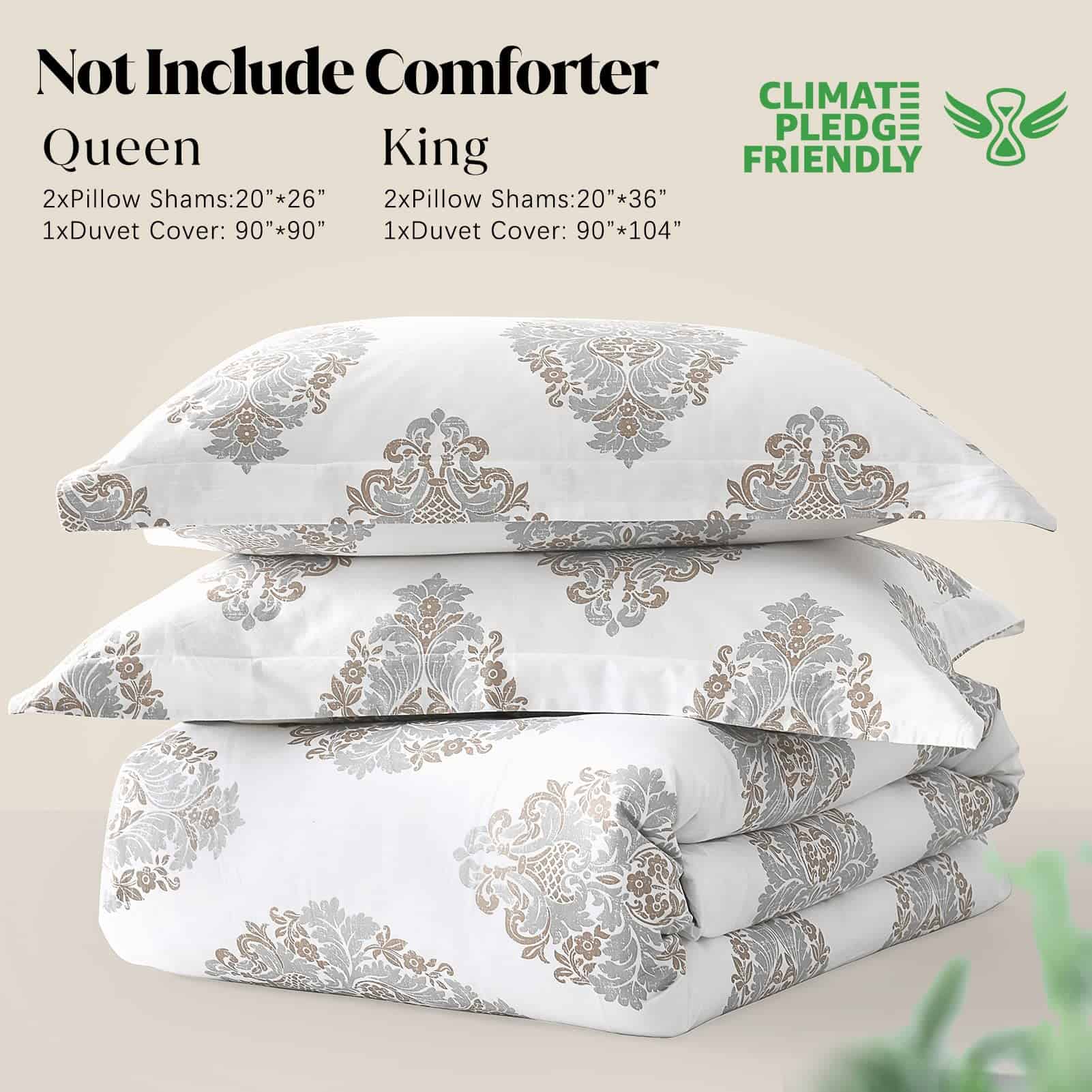 Juego de Funda nórdica CozyDH tamaño Queen - -Gris/Blanco/Cr - Imagen 4