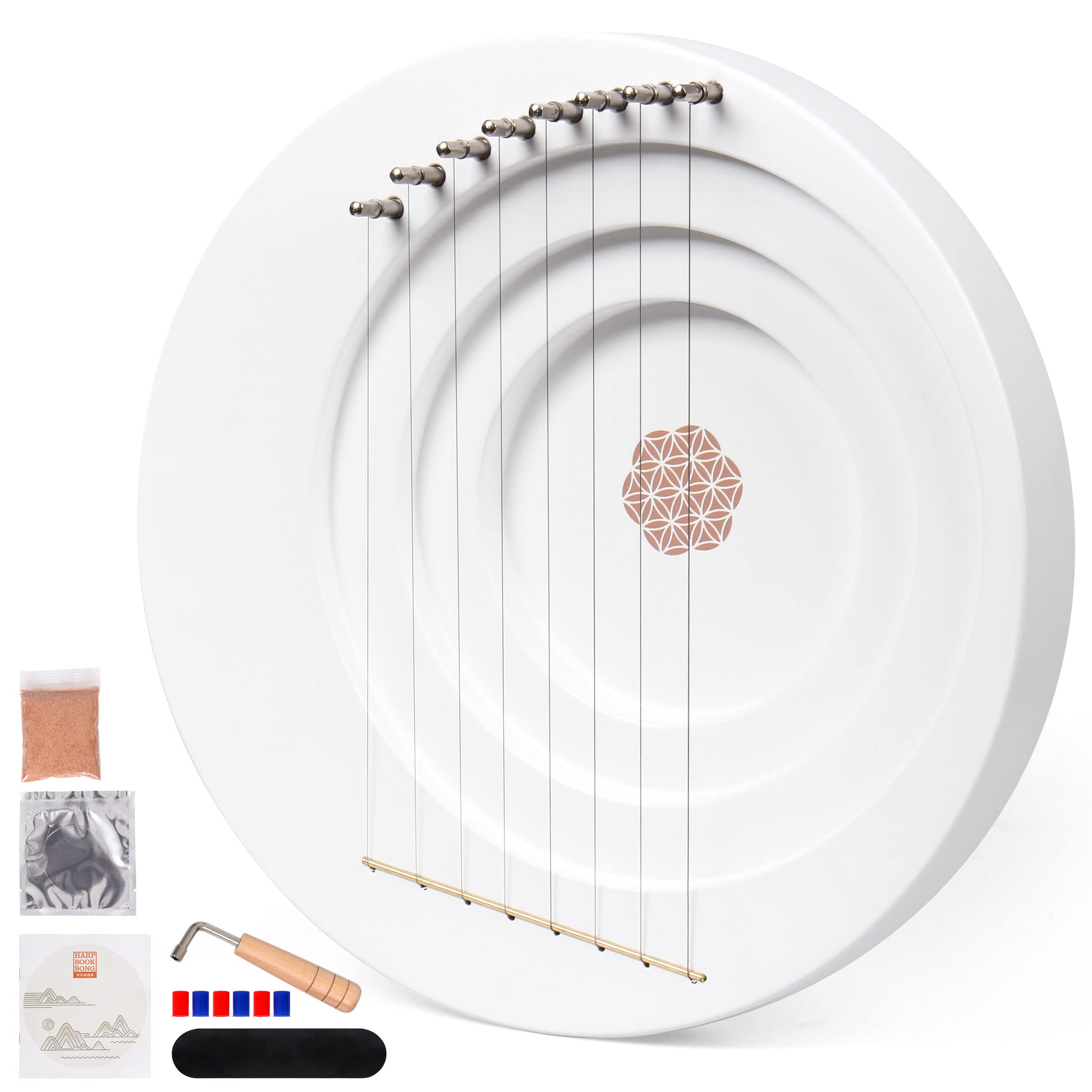 Lira arpa de luna llena de 8 cuerdas LOMUTY con llave de