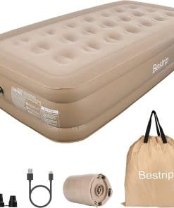 Colchón de Aire Bestrip Twin con Bomba Incorporada, Colchón