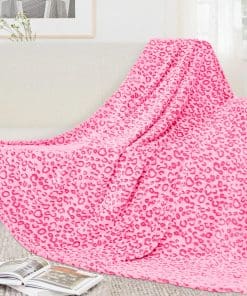 Manta Suave de Leopardo Rosa para Cama o Sofá - Tamaño