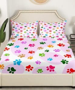 Sábana Ajustable Patas Coloridas, Tamaño Completo,