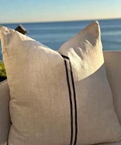 Funda de Almohada de Lino Natural HOUSE OF MALIBU con Rayas