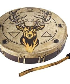 Tambor de Marco Ceremonial - Ciervo con Fases Lunares,