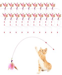 SANPINK 20 Pack Juguete de Plumas para Gatos, Varita de