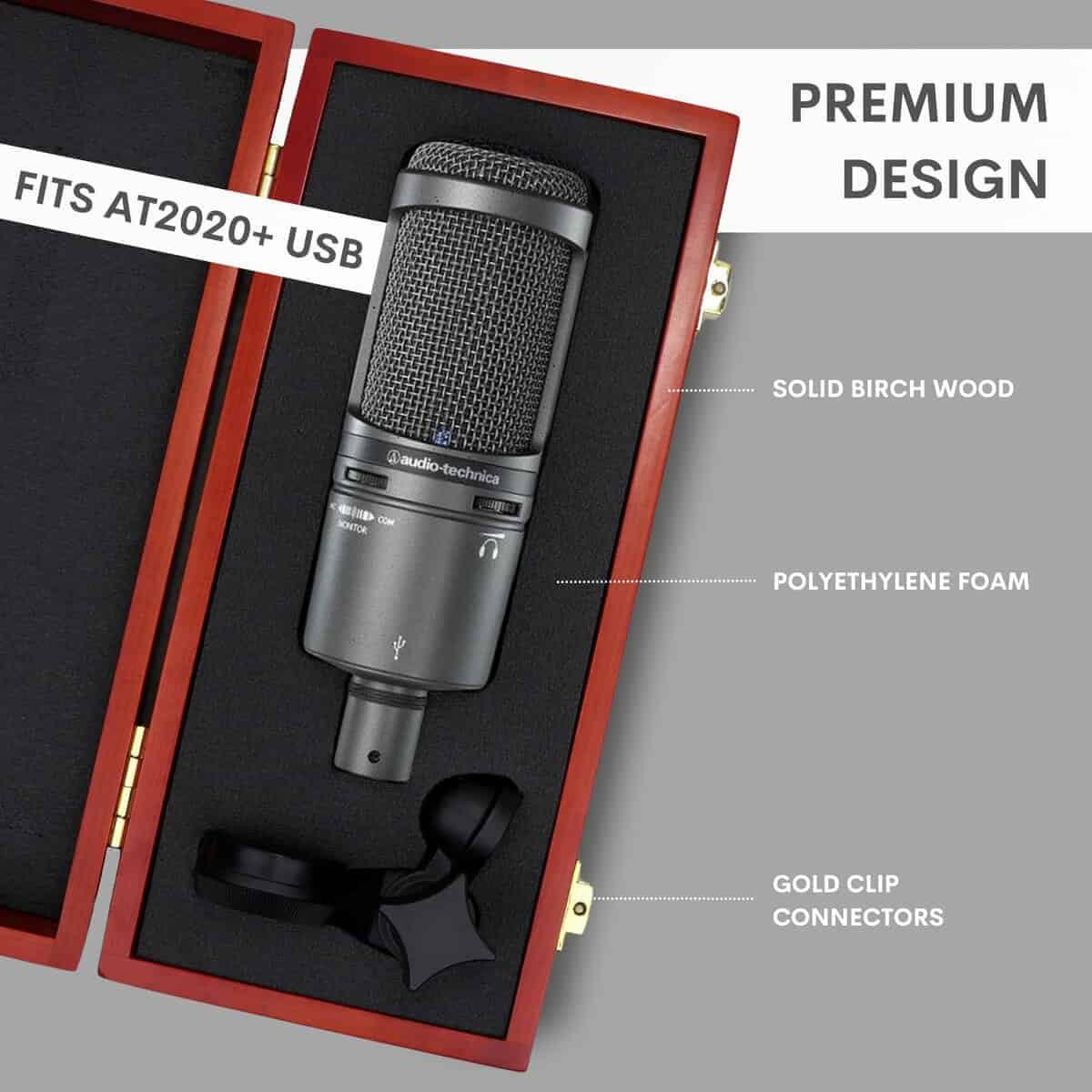 Estuche de Micrófono de Madera Para AT2020 | Estuche - Imagen 4