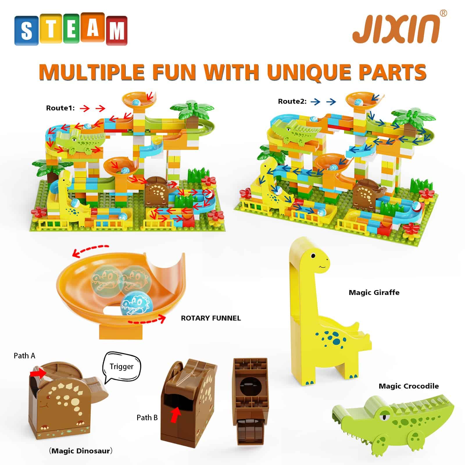 JIXIn Dinosaur Marble Runs para Niños de 4-8 Bloques de - Imagen 5