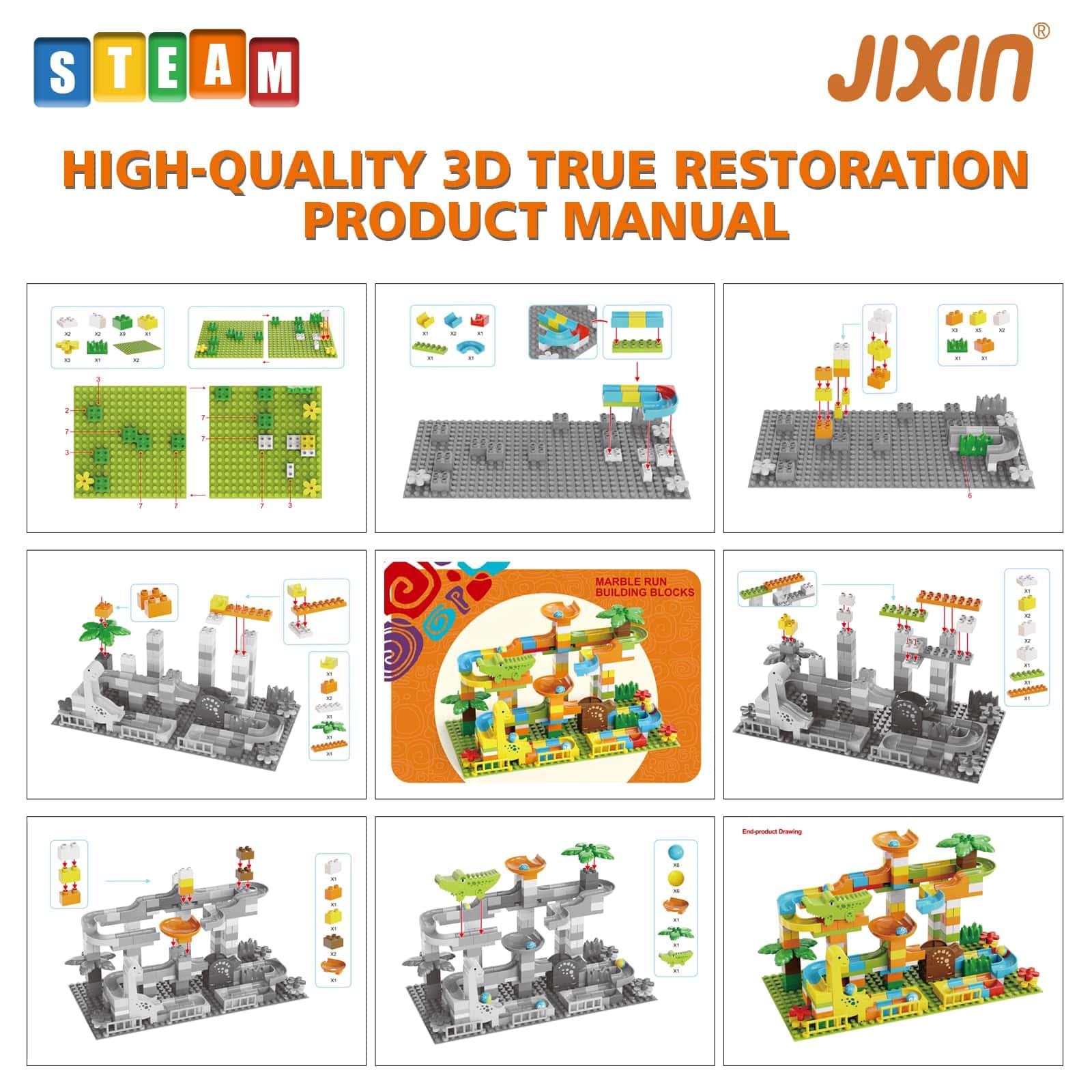 JIXIn Dinosaur Marble Runs para Niños de 4-8 Bloques de - Imagen 4