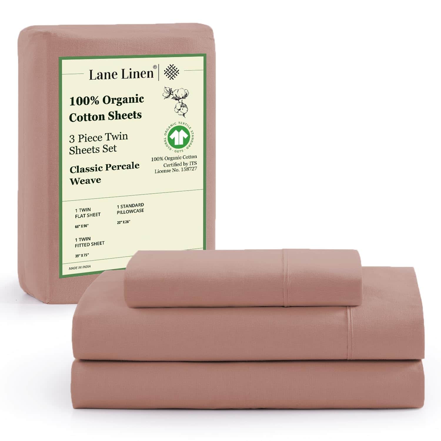 Juego de sábanas de algodón orgánico 100% -Rosa Amanecer