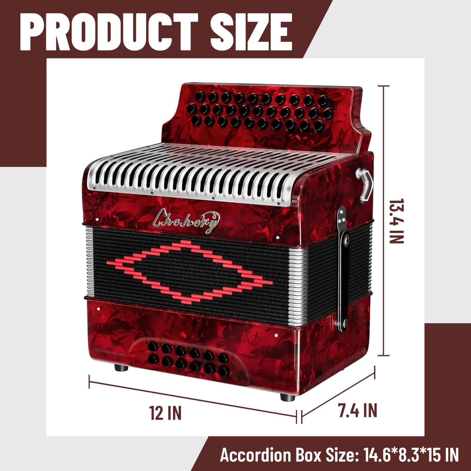 Acordeón - 31 Teclas 12 Bajos Diatónico G/C/F con Diseño - Imagen 7