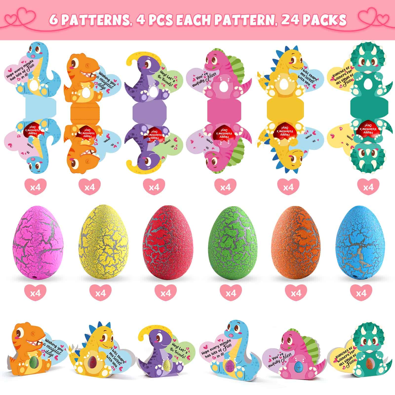 SURCVIO 24 Pack Regalos de San Valentín para Niños, Huevo - Imagen 3