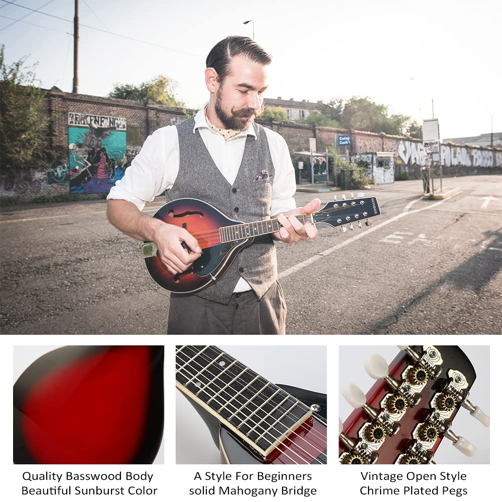 Mandolina Acústica de Estilo A Eavnbaek de 8 Cuerdas con - Imagen 3