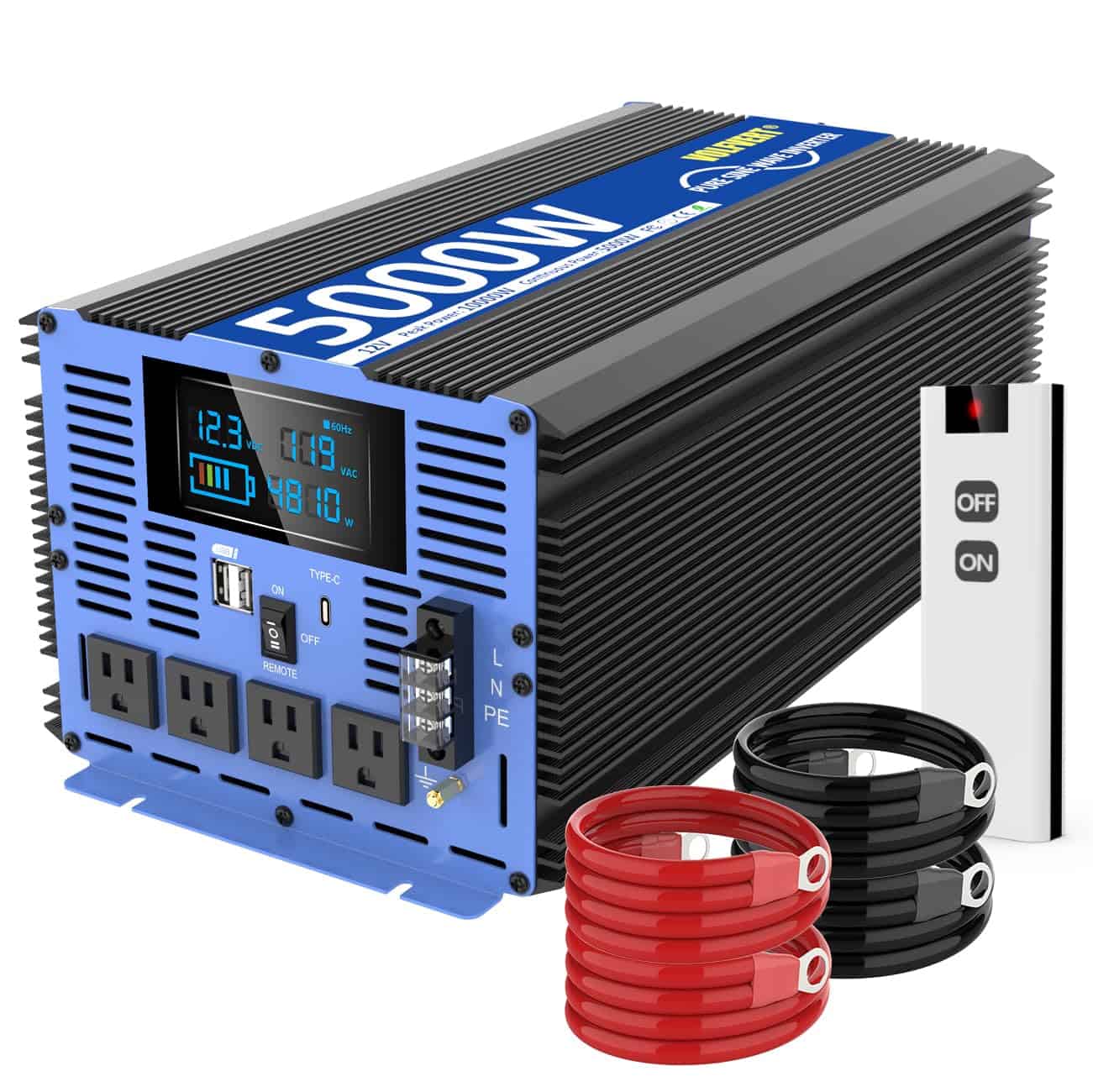 Inversor de Corriente 5000 Vatios Onda Senoidal Pura 12V a