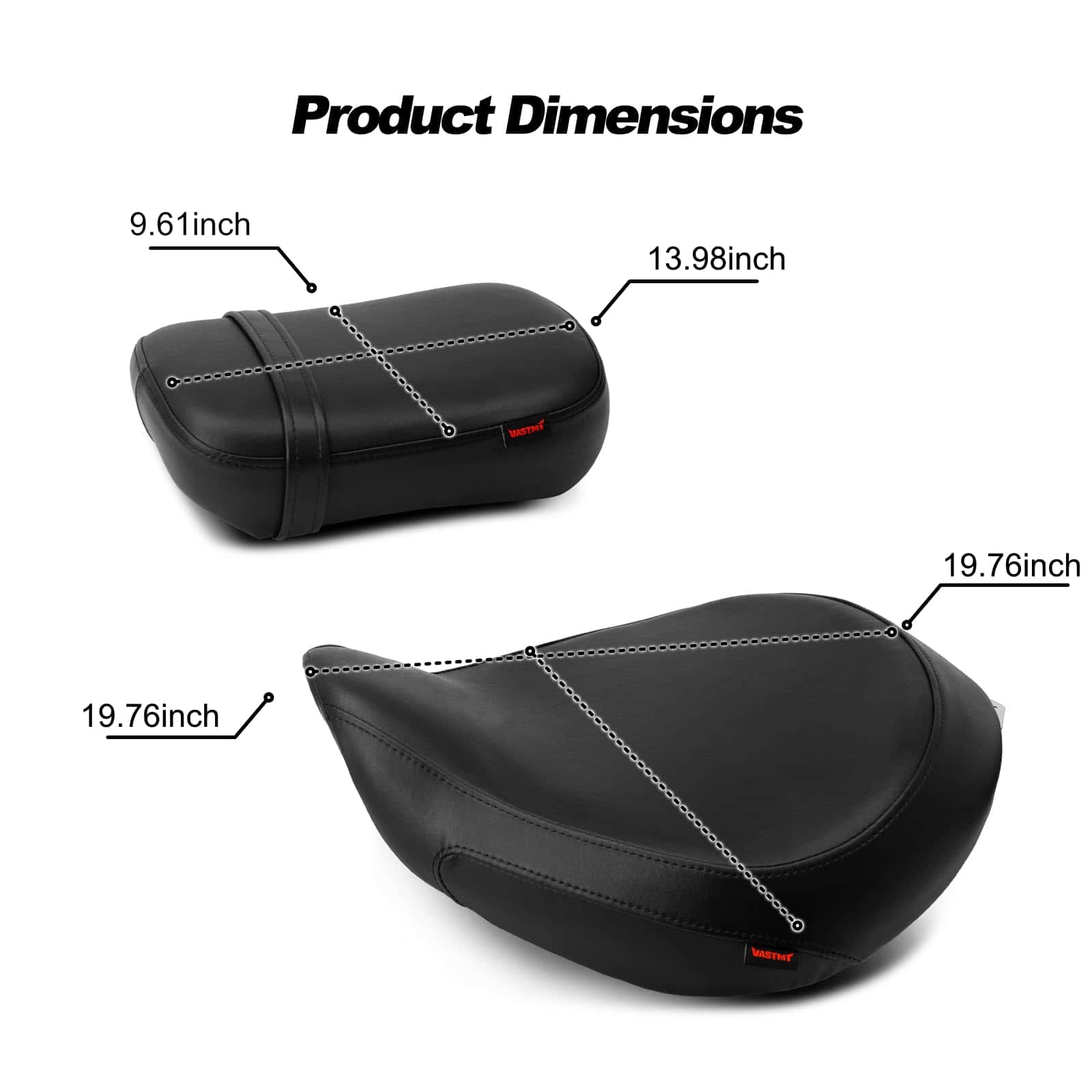 Asiento de Conductor y Pasajero de Motocicleta Negro Sin - Imagen 3