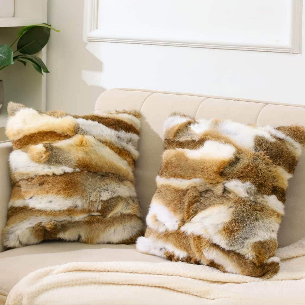 Juego de 2 Fundas de Cojín de Piel Natural Entua Lujo Real