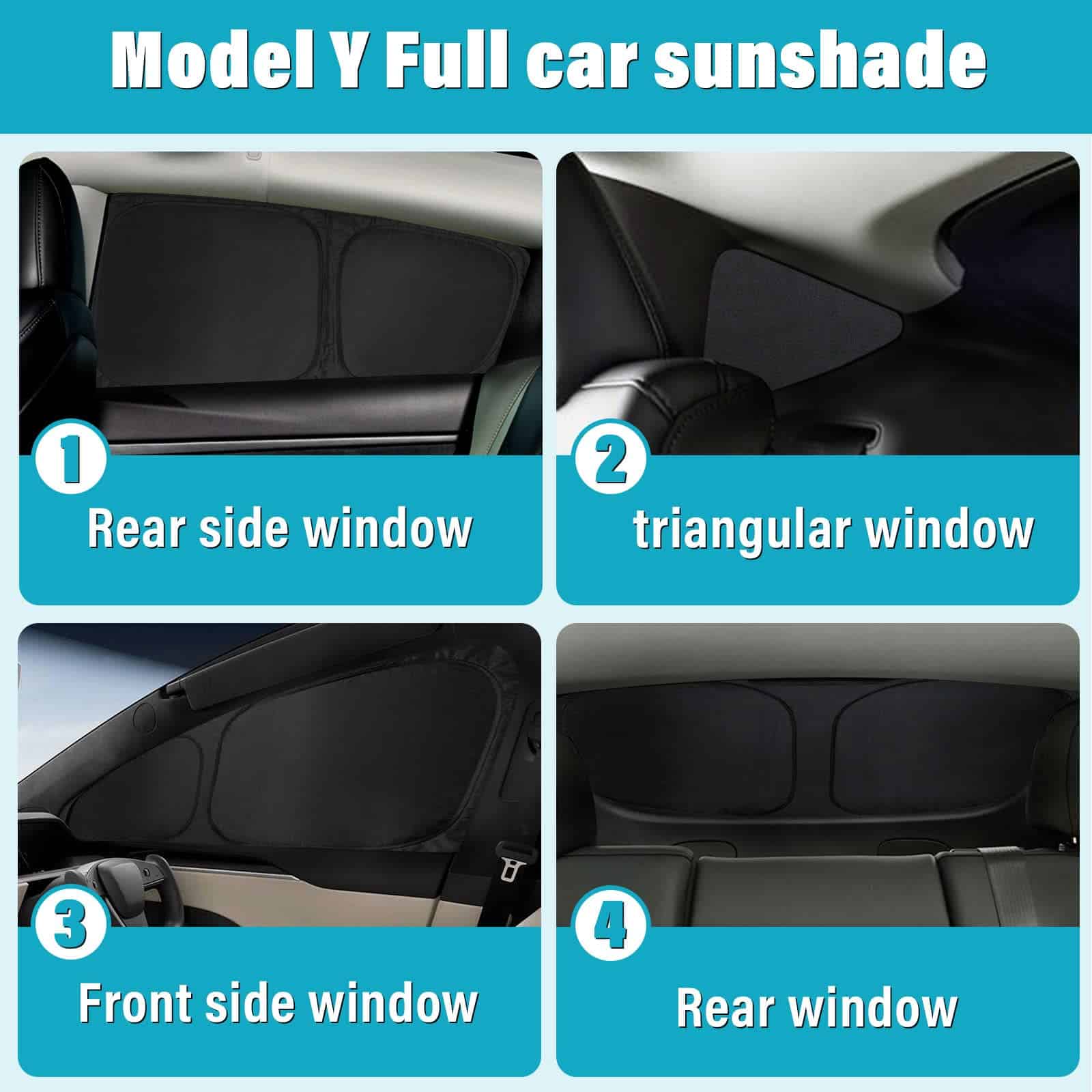 Parasol para ventana lateral para Tesla Model Y 2020-2023, - Imagen 7