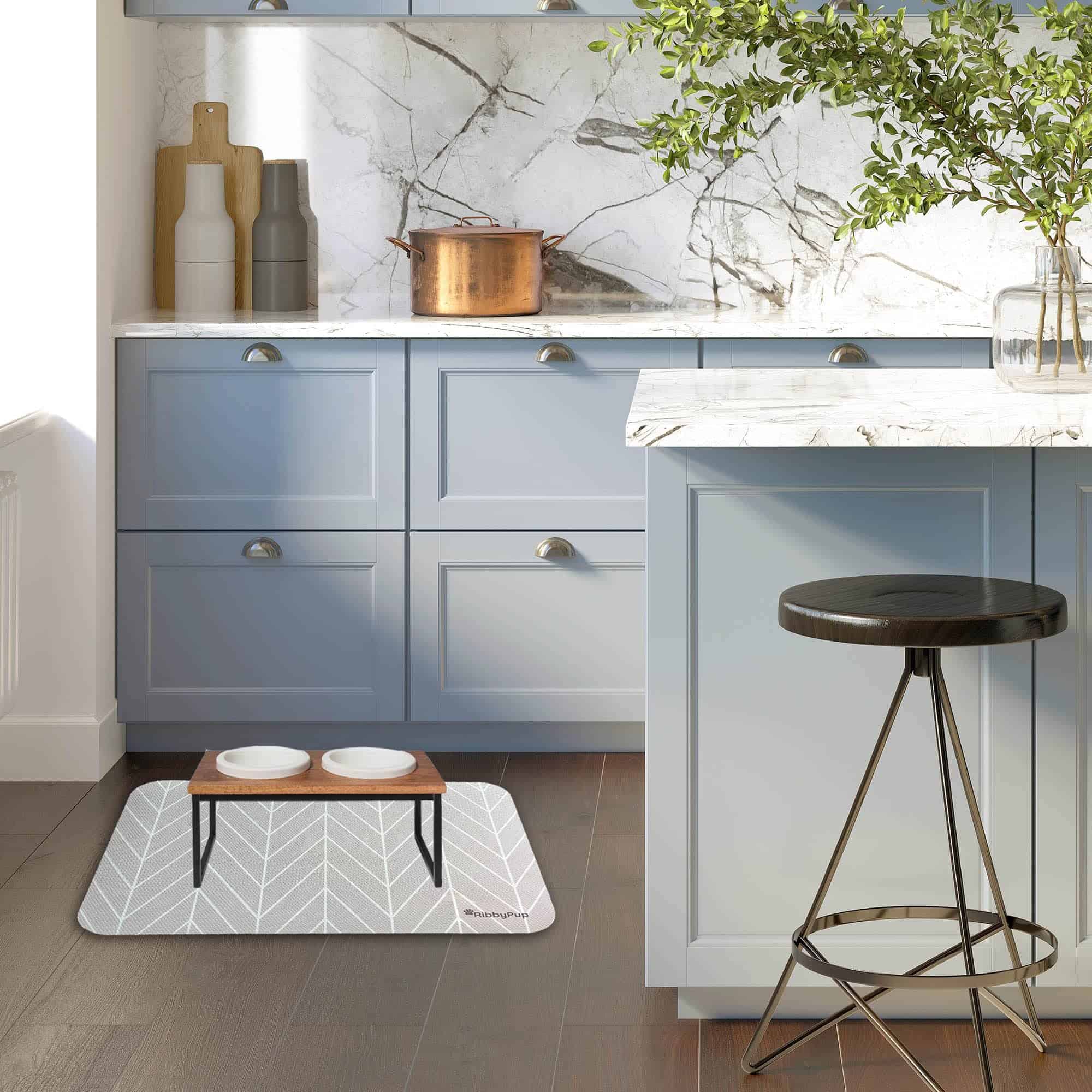 OH RIBBYPUP Waterproof Pet Mat- Plato de comida y agua para - Imagen 6