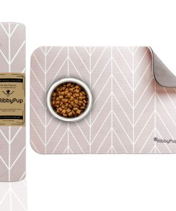 OH RIBBYPUP Waterproof Pet Mat- Plato de comida y agua para